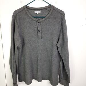 Wallace Barnes Shirt Mens L Thermal Henley Pullover Quarter Button Y2K Grunge